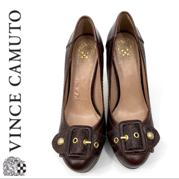 💕SALE💕 Vince Camuto Brown Buckle Toe Heels - Picture 2 of 8